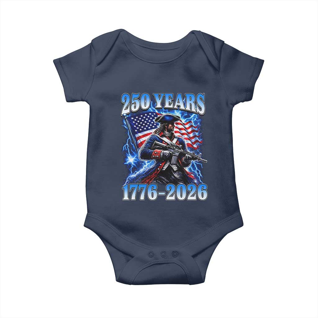 250th Anniversary Yankee Spirit Baby Onesie 1776 2026 Patriotic Tactical Minuteman US Flag TS10 Navy Print Your Wear
