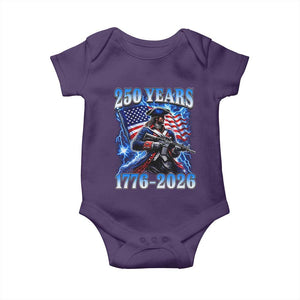 250th Anniversary Yankee Spirit Baby Onesie 1776 2026 Patriotic Tactical Minuteman US Flag TS10 Purple Print Your Wear