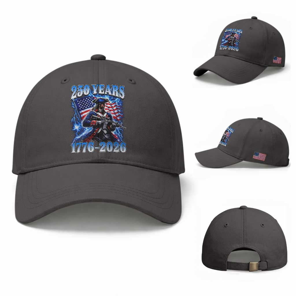 250th Anniversary Yankee Spirit Baseball Cap 1776 2026 Patriotic Tactical Minuteman US Flag TS10 Baseball Cap Universal Fit Dark Gray Print Your Wear