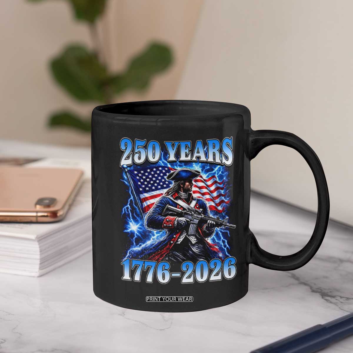 250th Anniversary Yankee Spirit Coffee Mug 1776 2026 Patriotic Tactical Minuteman US Flag TS10 Print Your Wear