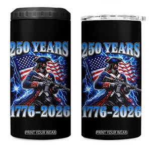 250th Anniversary Yankee Spirit 4 in 1 Can Cooler Tumbler 1776 2026 Patriotic Tactical Minuteman US Flag TS10 One Size: 16 oz Black Print Your Wear
