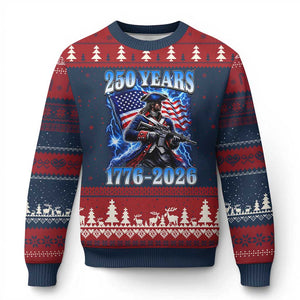 250th Anniversary Yankee Spirit Ugly Christmas Sweater 1776 2026 Patriotic Tactical Minuteman US Flag TS10 Navy Red Print Your Wear