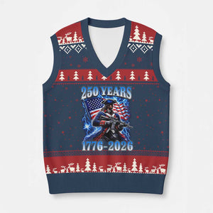 250th Anniversary Yankee Spirit V-Neck Knit Sweater Vest 1776 2026 Patriotic Tactical Minuteman US Flag TS10 Navy Red Print Your Wear