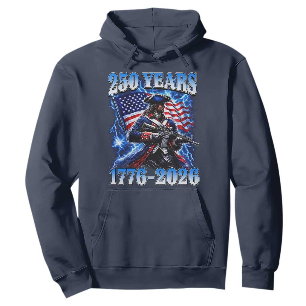 250th Anniversary Yankee Spirit Hoodie 1776 2026 Patriotic Tactical Minuteman US Flag TS10 Navy Print Your Wear