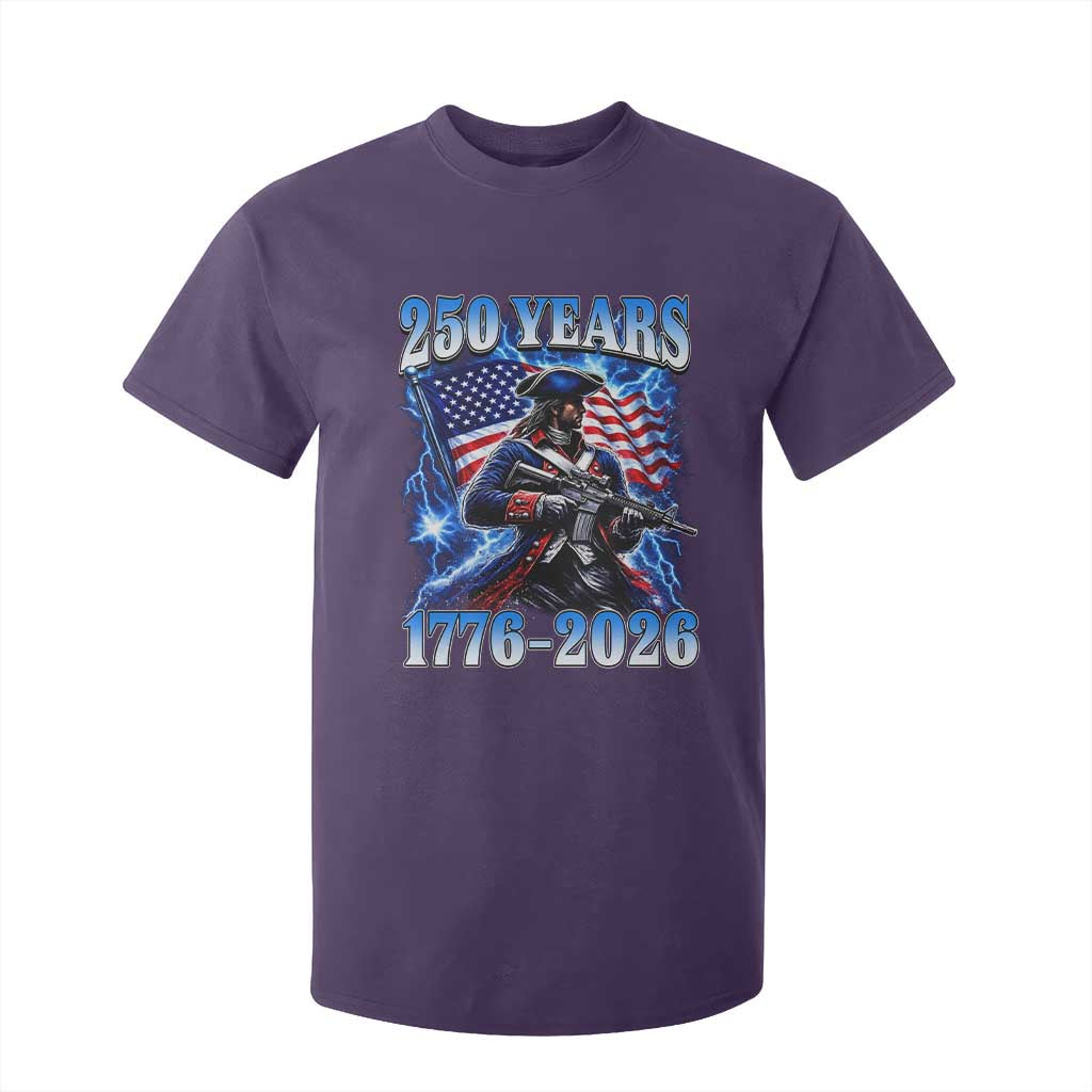 250th Anniversary Yankee Spirit T Shirt For Kid 1776 2026 Patriotic Tactical Minuteman US Flag TS10 Purple Print Your Wear
