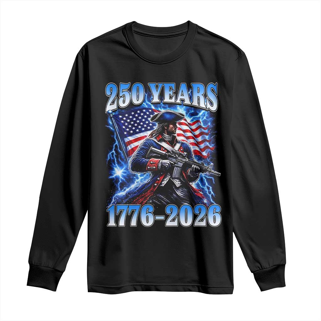 250th Anniversary Yankee Spirit Long Sleeve Shirt 1776 2026 Patriotic Tactical Minuteman US Flag TS10 Black Print Your Wear