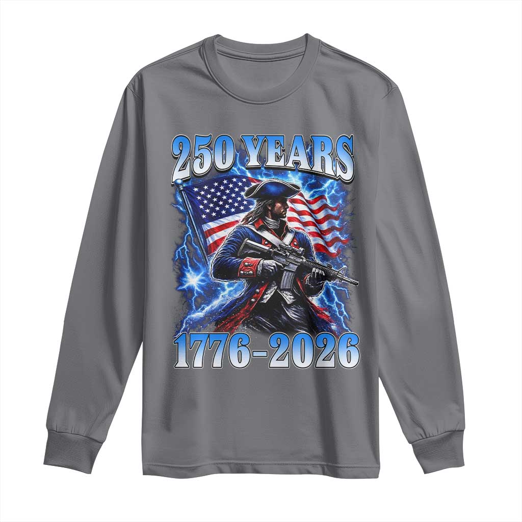 250th Anniversary Yankee Spirit Long Sleeve Shirt 1776 2026 Patriotic Tactical Minuteman US Flag TS10 Charcoal Print Your Wear
