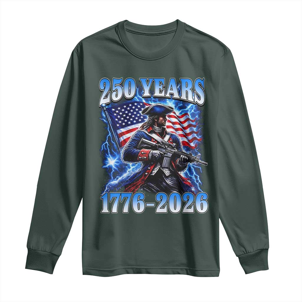 250th Anniversary Yankee Spirit Long Sleeve Shirt 1776 2026 Patriotic Tactical Minuteman US Flag TS10 Dark Forest Green Print Your Wear