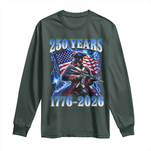 250th Anniversary Yankee Spirit Long Sleeve Shirt 1776 2026 Patriotic Tactical Minuteman US Flag TS10 Dark Forest Green Print Your Wear
