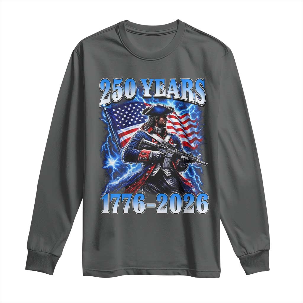 250th Anniversary Yankee Spirit Long Sleeve Shirt 1776 2026 Patriotic Tactical Minuteman US Flag TS10 Dark Heather Print Your Wear