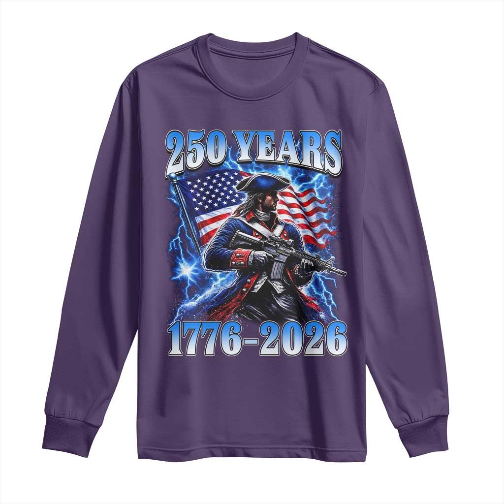 250th Anniversary Yankee Spirit Long Sleeve Shirt 1776 2026 Patriotic Tactical Minuteman US Flag TS10 Purple Print Your Wear