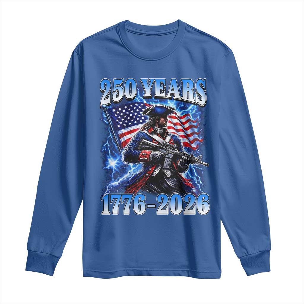 250th Anniversary Yankee Spirit Long Sleeve Shirt 1776 2026 Patriotic Tactical Minuteman US Flag TS10 Royal Blue Print Your Wear