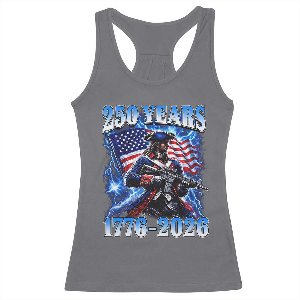 250th Anniversary Yankee Spirit Racerback Tank Top 1776 2026 Patriotic Tactical Minuteman US Flag TS10 Charcoal Print Your Wear