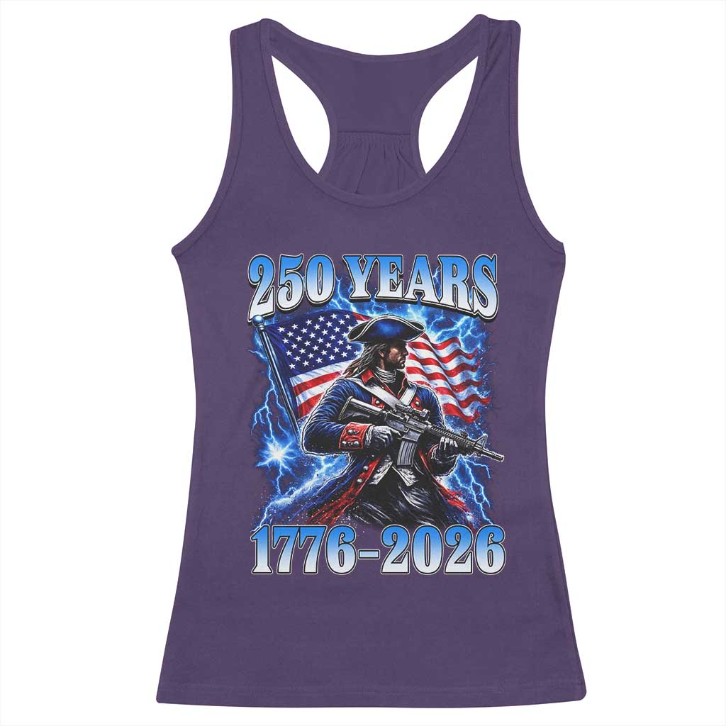 250th Anniversary Yankee Spirit Racerback Tank Top 1776 2026 Patriotic Tactical Minuteman US Flag TS10 Purple Print Your Wear