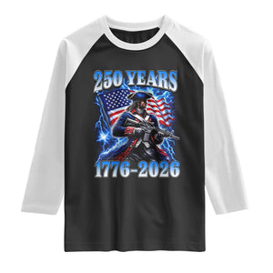 250th Anniversary Yankee Spirit Raglan Shirt 1776 2026 Patriotic Tactical Minuteman US Flag TS10 Black White Print Your Wear
