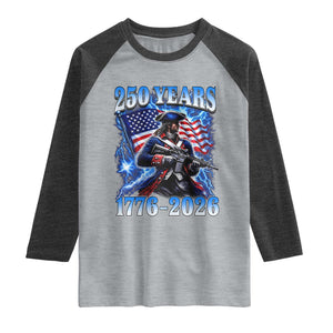 250th Anniversary Yankee Spirit Raglan Shirt 1776 2026 Patriotic Tactical Minuteman US Flag TS10 Heather Gray Heather Charcoal Print Your Wear