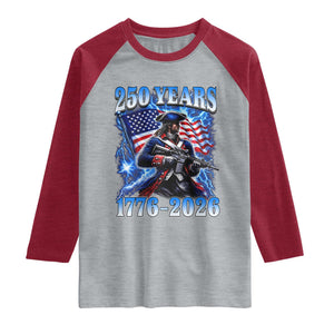 250th Anniversary Yankee Spirit Raglan Shirt 1776 2026 Patriotic Tactical Minuteman US Flag TS10 Heather Gray Heather Red Print Your Wear