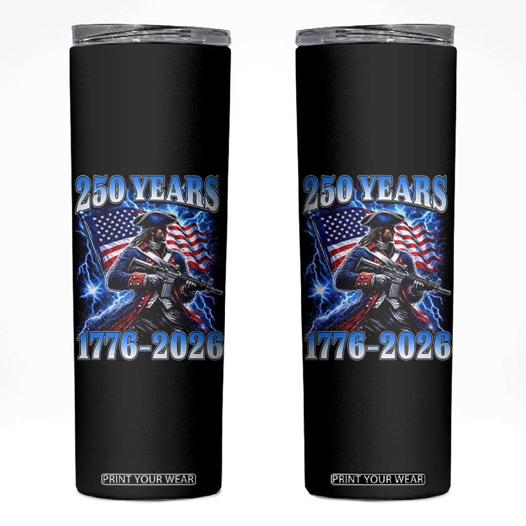 250th Anniversary Yankee Spirit Skinny Tumbler 1776 2026 Patriotic Tactical Minuteman US Flag TS10 Black Print Your Wear