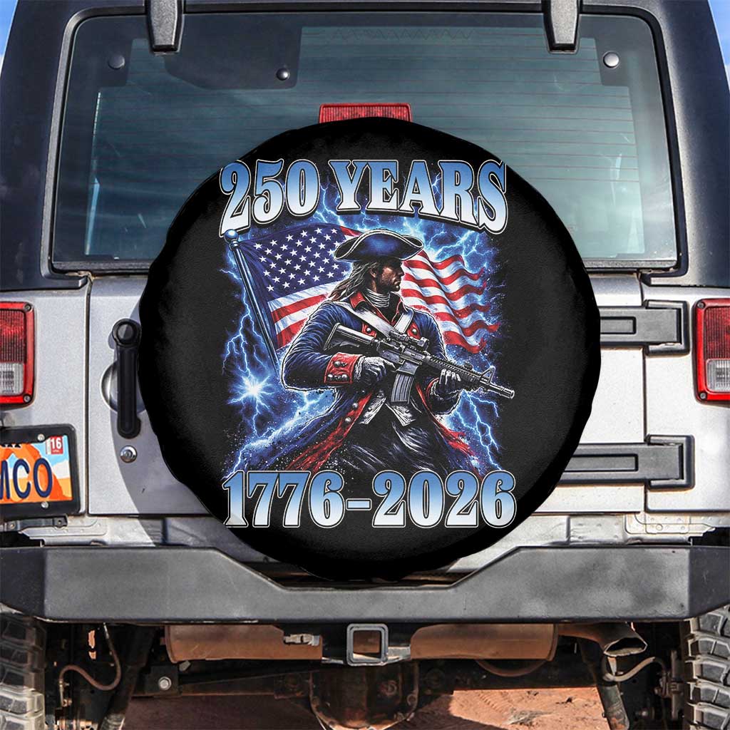 250th Anniversary Yankee Spirit Spare Tire Cover 1776 2026 Patriotic Tactical Minuteman US Flag TS10 No hole Black Print Your Wear