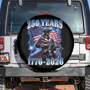 250th Anniversary Yankee Spirit Spare Tire Cover 1776 2026 Patriotic Tactical Minuteman US Flag TS10 No hole Black Print Your Wear