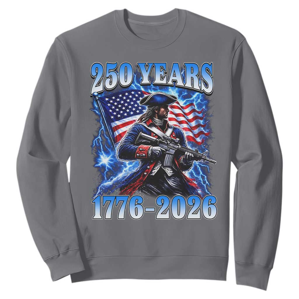 250th Anniversary Yankee Spirit Sweatshirt 1776 2026 Patriotic Tactical Minuteman US Flag TS10 Charcoal Print Your Wear