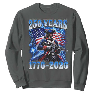 250th Anniversary Yankee Spirit Sweatshirt 1776 2026 Patriotic Tactical Minuteman US Flag TS10 Dark Heather Print Your Wear