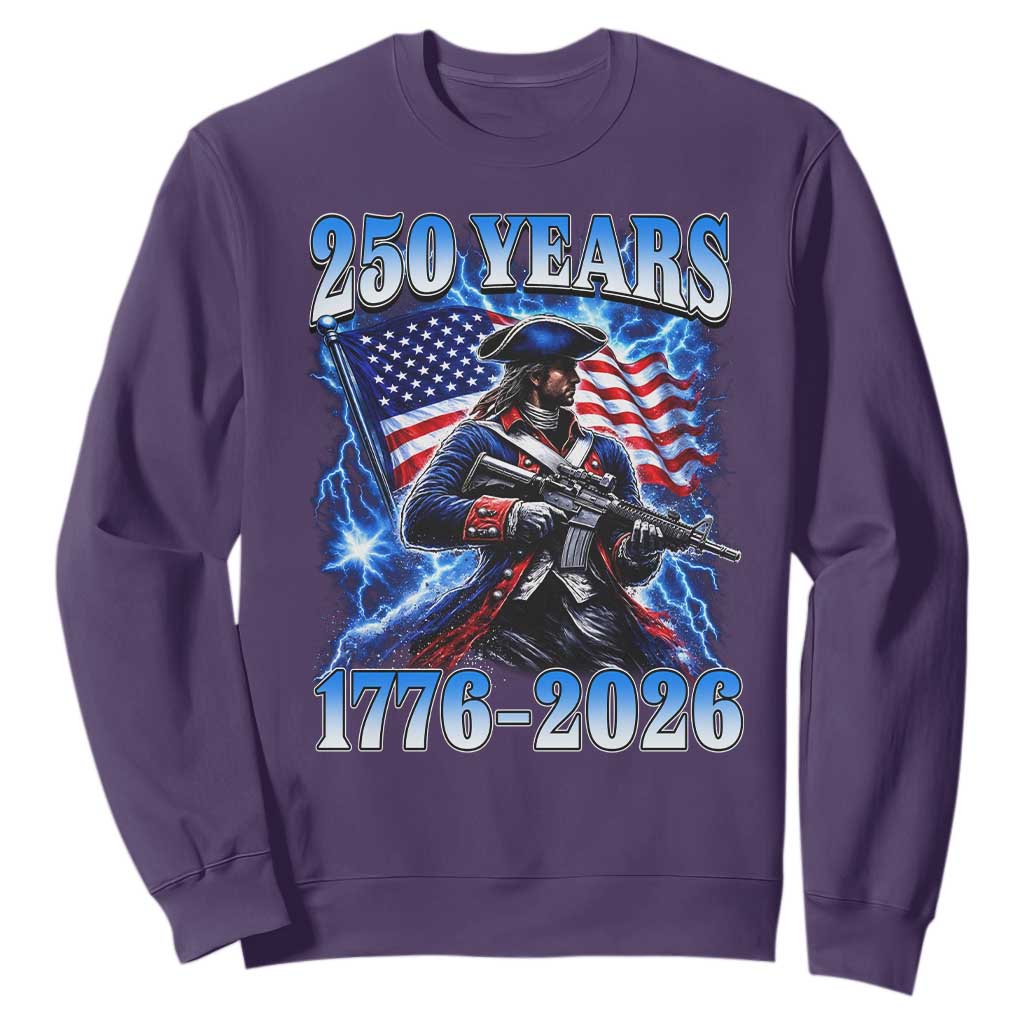 250th Anniversary Yankee Spirit Sweatshirt 1776 2026 Patriotic Tactical Minuteman US Flag TS10 Purple Print Your Wear