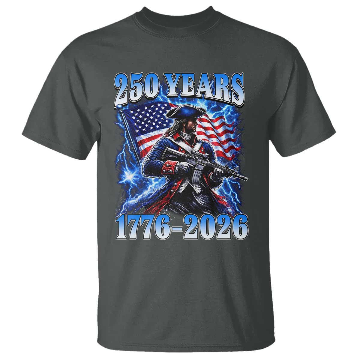 250th Anniversary Yankee Spirit T Shirt 1776 2026 Patriotic Tactical Minuteman US Flag TS10 Dark Heather Print Your Wear