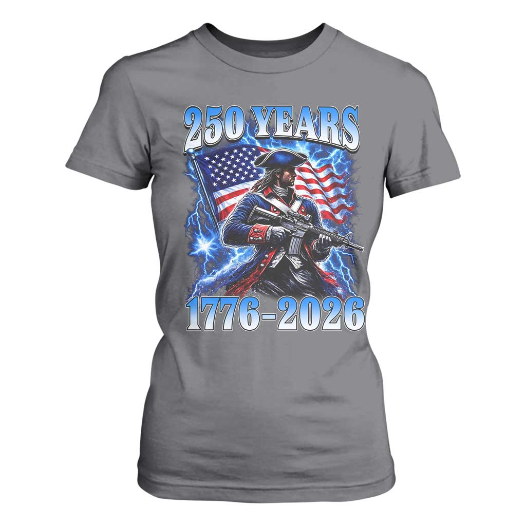 250th Anniversary Yankee Spirit T Shirt For Women 1776 2026 Patriotic Tactical Minuteman US Flag TS10 Charcoal Print Your Wear