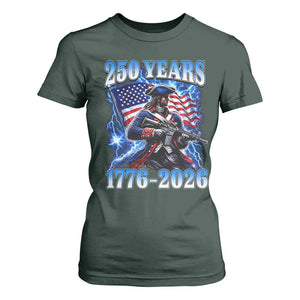 250th Anniversary Yankee Spirit T Shirt For Women 1776 2026 Patriotic Tactical Minuteman US Flag TS10 Dark Forest Green Print Your Wear