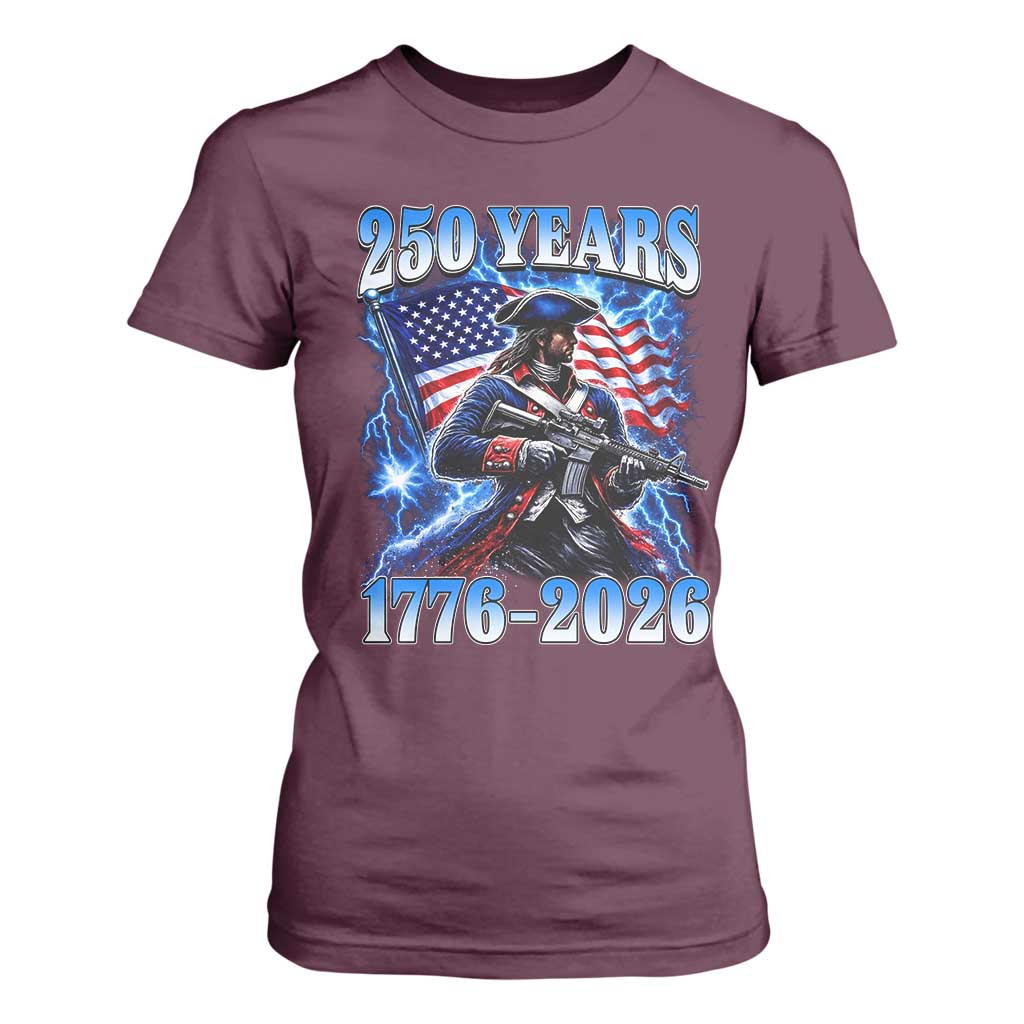 250th Anniversary Yankee Spirit T Shirt For Women 1776 2026 Patriotic Tactical Minuteman US Flag TS10 Maroon Print Your Wear