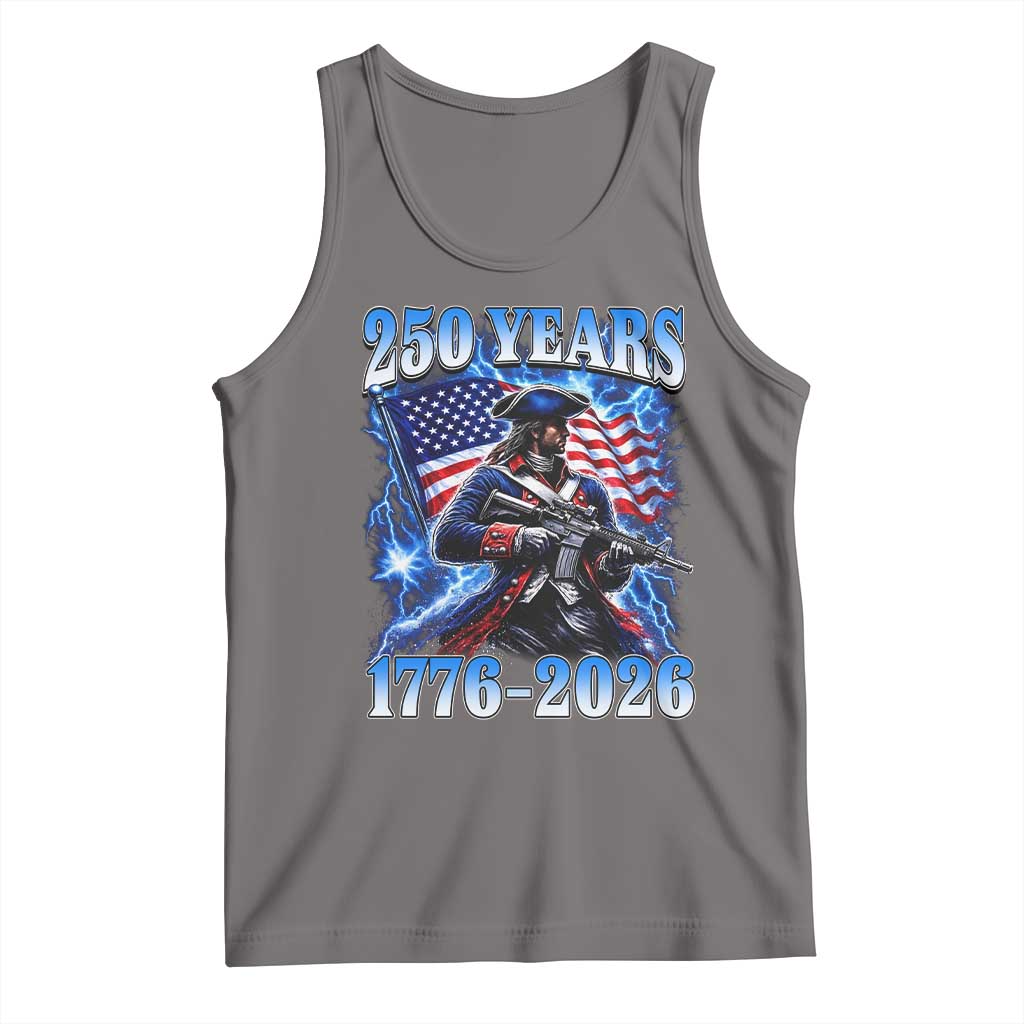250th Anniversary Yankee Spirit Tank Top 1776 2026 Patriotic Tactical Minuteman US Flag TS10 Deep Heather Print Your Wear