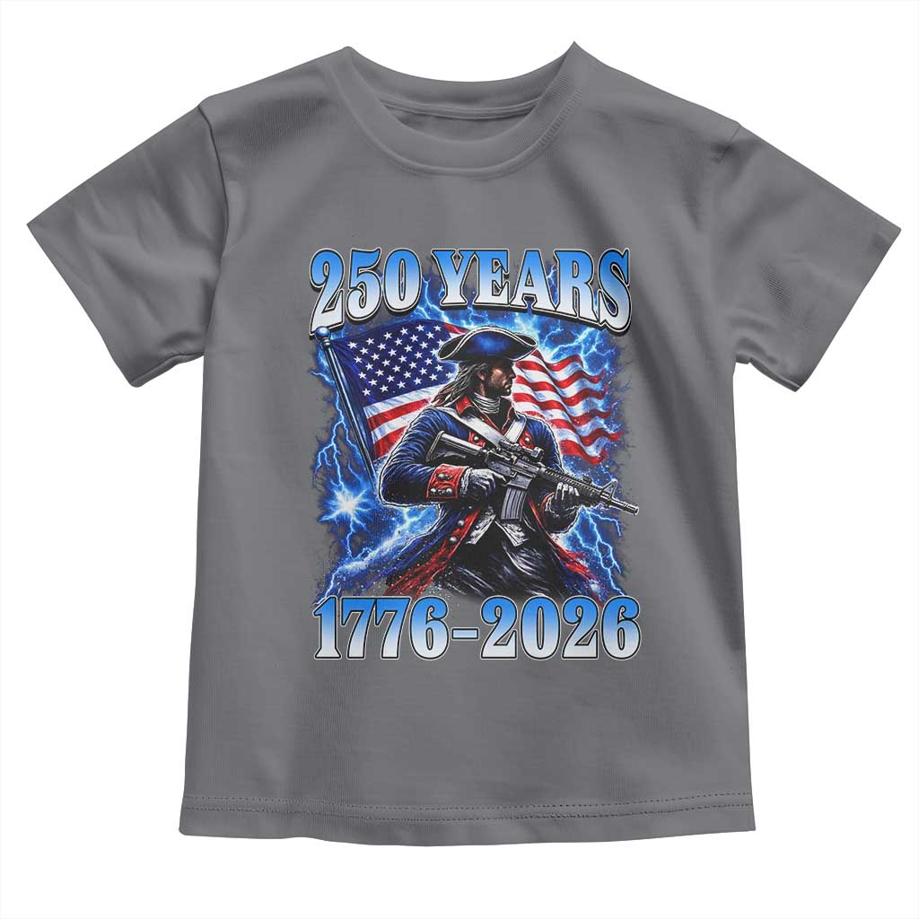 250th Anniversary Yankee Spirit Toddler T Shirt 1776 2026 Patriotic Tactical Minuteman US Flag TS10 Charcoal Print Your Wear