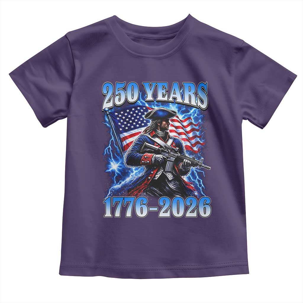 250th Anniversary Yankee Spirit Toddler T Shirt 1776 2026 Patriotic Tactical Minuteman US Flag TS10 Purple Print Your Wear