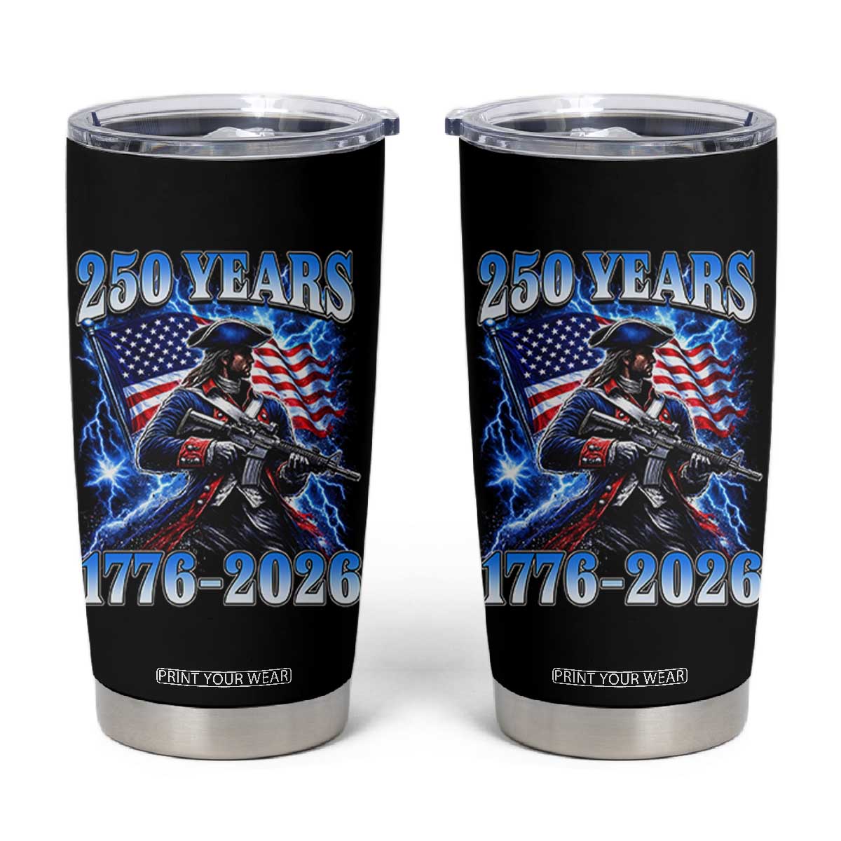 250th Anniversary Yankee Spirit Tumbler Cup 1776 2026 Patriotic Tactical Minuteman US Flag TS10 Black Print Your Wear
