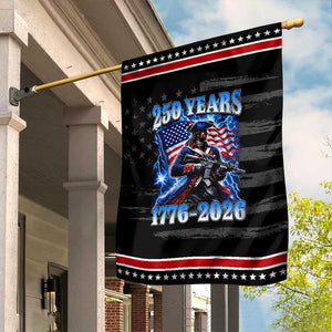 250th Anniversary Yankee Spirit Garden Flag 1776 2026 Patriotic Tactical Minuteman US Flag TS10 Distressed Black Red Print Your Wear
