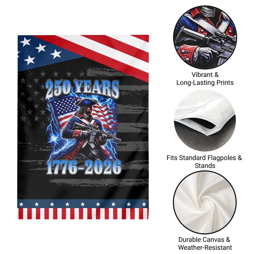 250th Anniversary Yankee Spirit Garden Flag 1776 2026 Patriotic Tactical Minuteman US Flag TS10 Print Your Wear