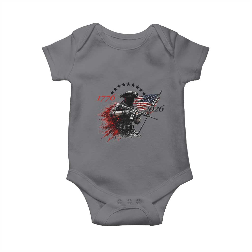250 Years Anniversary Yankee Spirit Baby Onesie 1776 2026 Patriotic Tactical Minuteman Independence Day 4th July US Flag TS10 Charcoal Print Your Wear