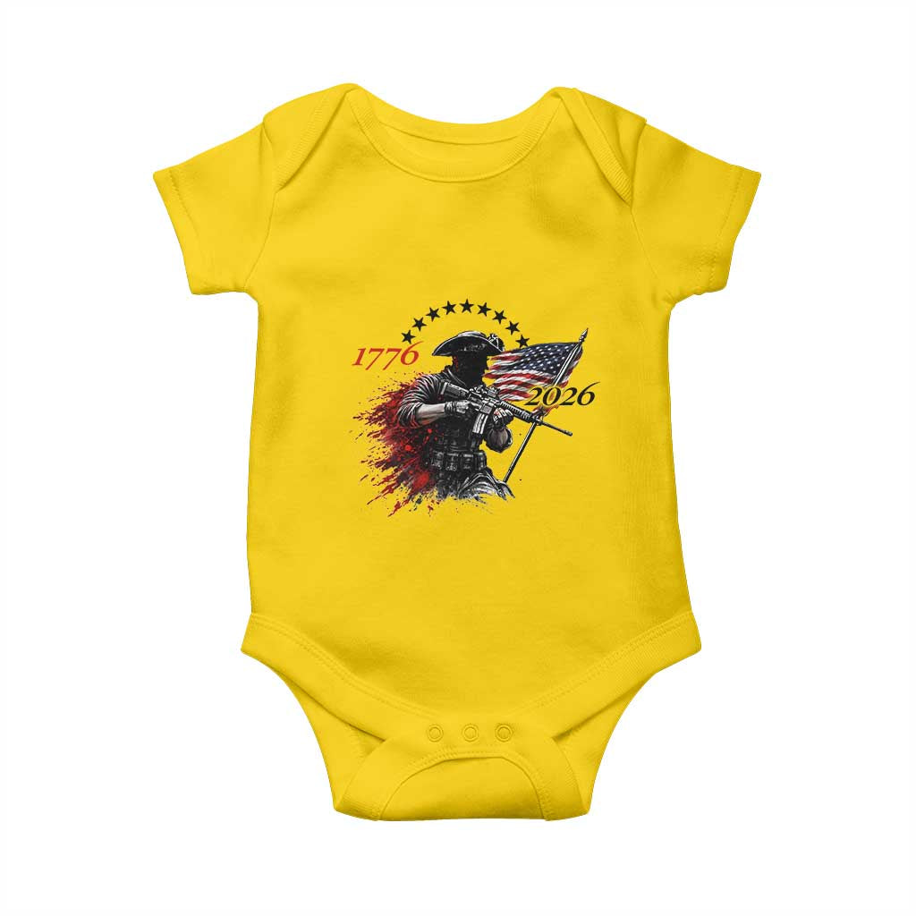 250 Years Anniversary Yankee Spirit Baby Onesie 1776 2026 Patriotic Tactical Minuteman Independence Day 4th July US Flag TS10 Daisy Print Your Wear