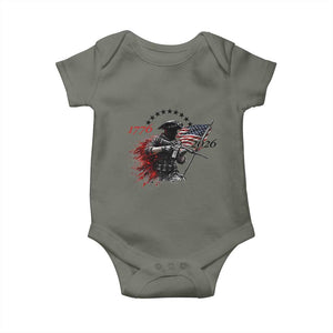 250 Years Anniversary Yankee Spirit Baby Onesie 1776 2026 Patriotic Tactical Minuteman Independence Day 4th July US Flag TS10 Military Green Print Your Wear