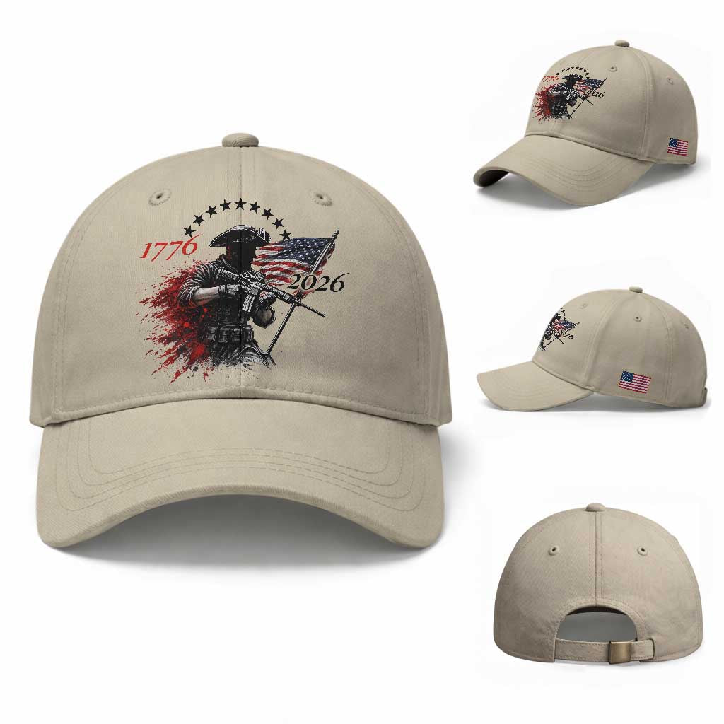 250 Years Anniversary Yankee Spirit Baseball Cap 1776 2026 Patriotic Tactical Minuteman Independence Day 4th July US Flag TS10 Baseball Cap Universal Fit Beige Print Your Wear