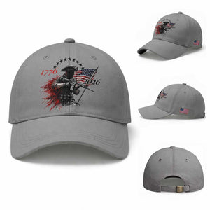 250 Years Anniversary Yankee Spirit Baseball Cap 1776 2026 Patriotic Tactical Minuteman Independence Day 4th July US Flag TS10 Baseball Cap Universal Fit Sport Gray Print Your Wear