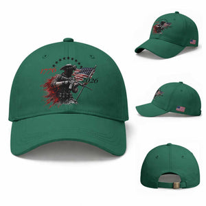 250 Years Anniversary Yankee Spirit Baseball Cap 1776 2026 Patriotic Tactical Minuteman Independence Day 4th July US Flag TS10 Baseball Cap Universal Fit Irish Green Print Your Wear