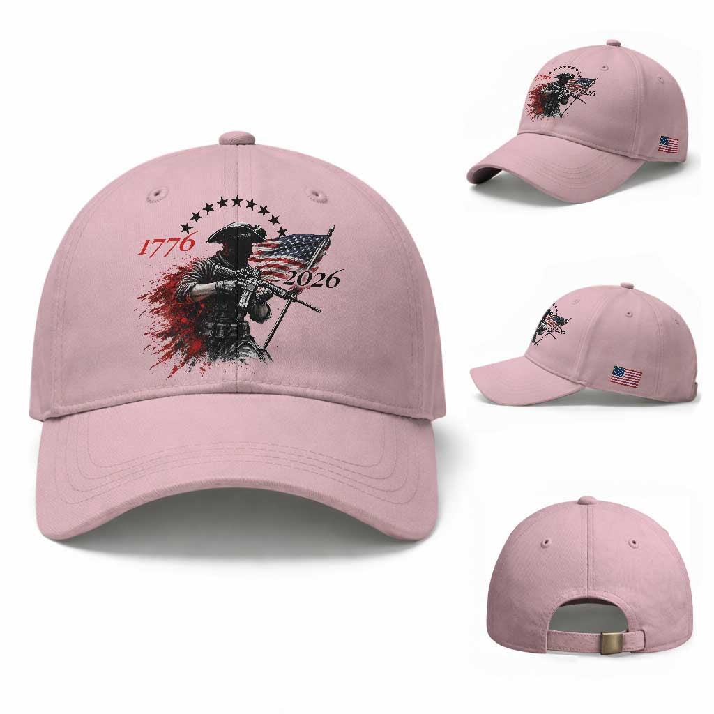 250 Years Anniversary Yankee Spirit Baseball Cap 1776 2026 Patriotic Tactical Minuteman Independence Day 4th July US Flag TS10 Baseball Cap Universal Fit Light Pink Print Your Wear