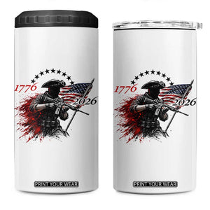 250 Years Anniversary Yankee Spirit 4 in 1 Can Cooler Tumbler 1776 2026 Patriotic Tactical Minuteman Independence Day 4th July US Flag TS10 One Size: 16 oz White Print Your Wear