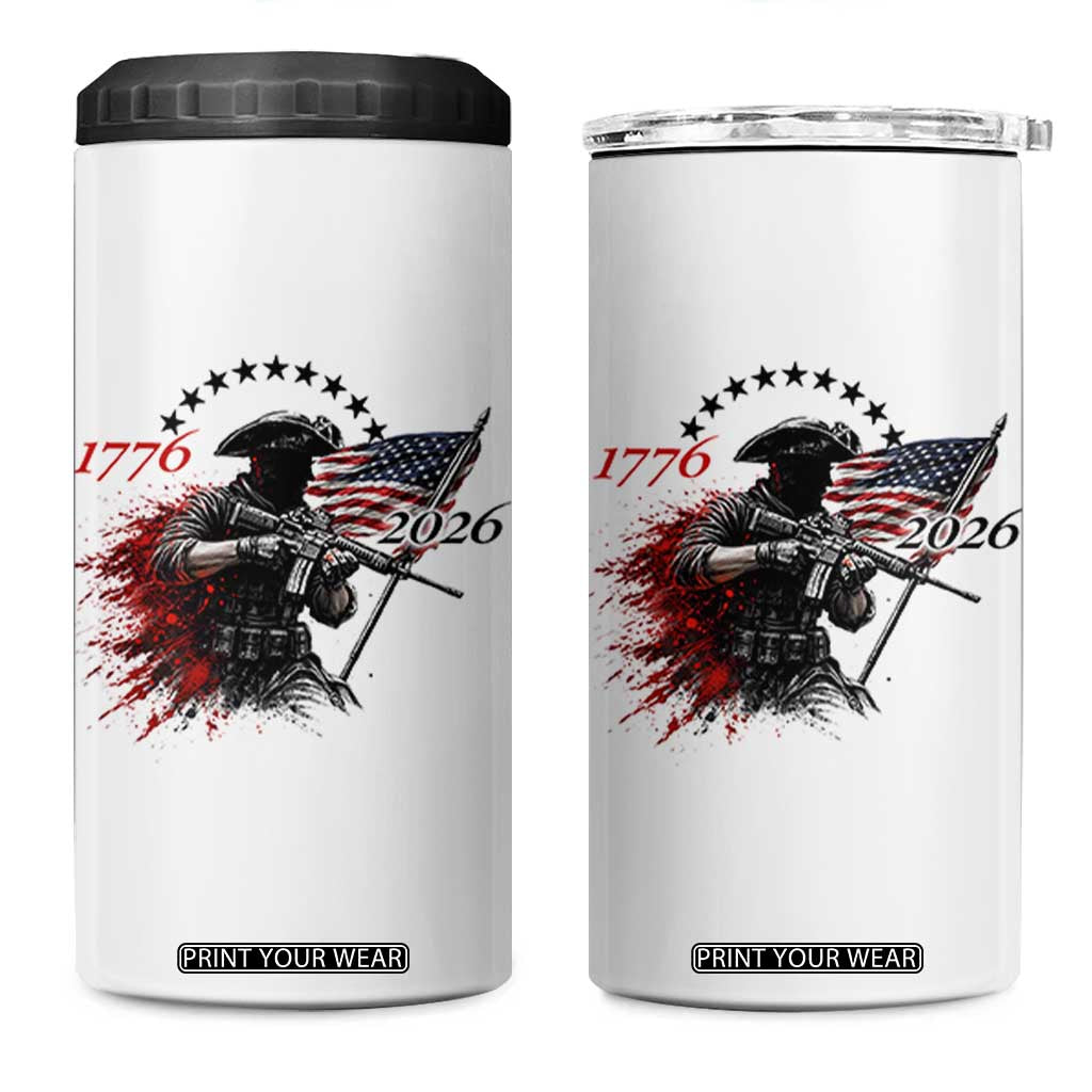 250 Years Anniversary Yankee Spirit 4 in 1 Can Cooler Tumbler 1776 2026 Patriotic Tactical Minuteman Independence Day 4th July US Flag TS10 One Size: 16 oz White Print Your Wear
