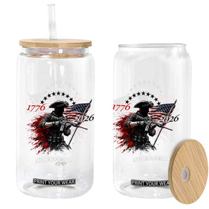250 Years Anniversary Yankee Spirit Glass Can 1776 2026 Patriotic Tactical Minuteman Independence Day 4th July US Flag TS10 Print Your Wear