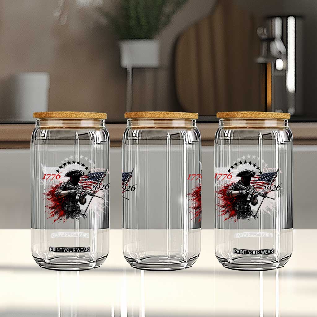 250 Years Anniversary Yankee Spirit Glass Can 1776 2026 Patriotic Tactical Minuteman Independence Day 4th July US Flag TS10 Print Your Wear