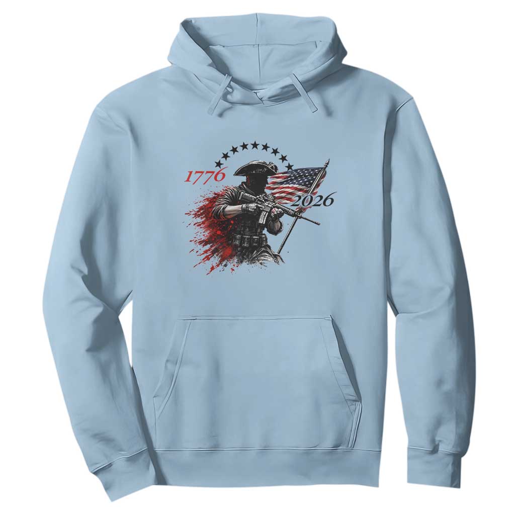 250 Years Anniversary Yankee Spirit Hoodie 1776 2026 Patriotic Tactical Minuteman Independence Day 4th July US Flag TS10 Light Blue Print Your Wear