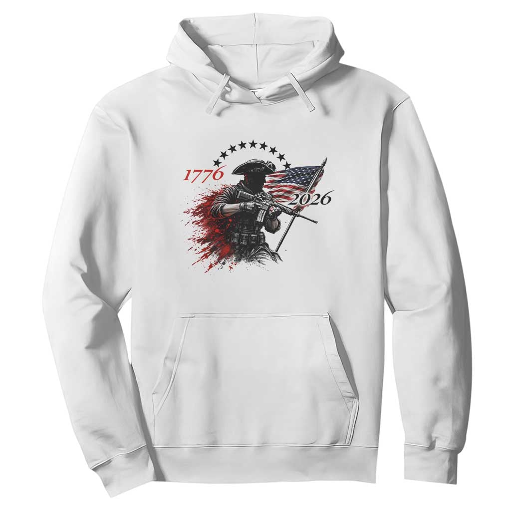 250 Years Anniversary Yankee Spirit Hoodie 1776 2026 Patriotic Tactical Minuteman Independence Day 4th July US Flag TS10 White Print Your Wear